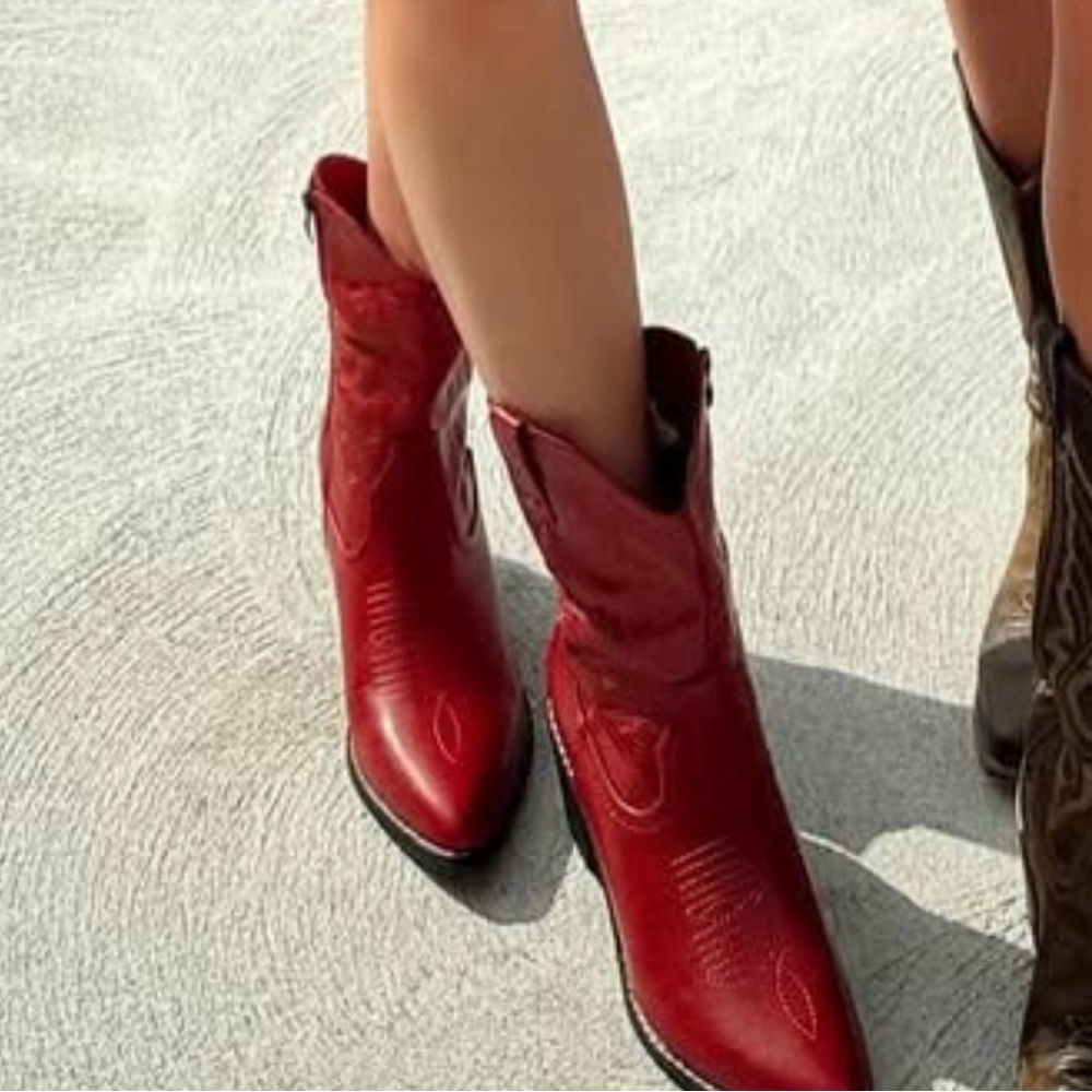 Red Western Leather Boots
